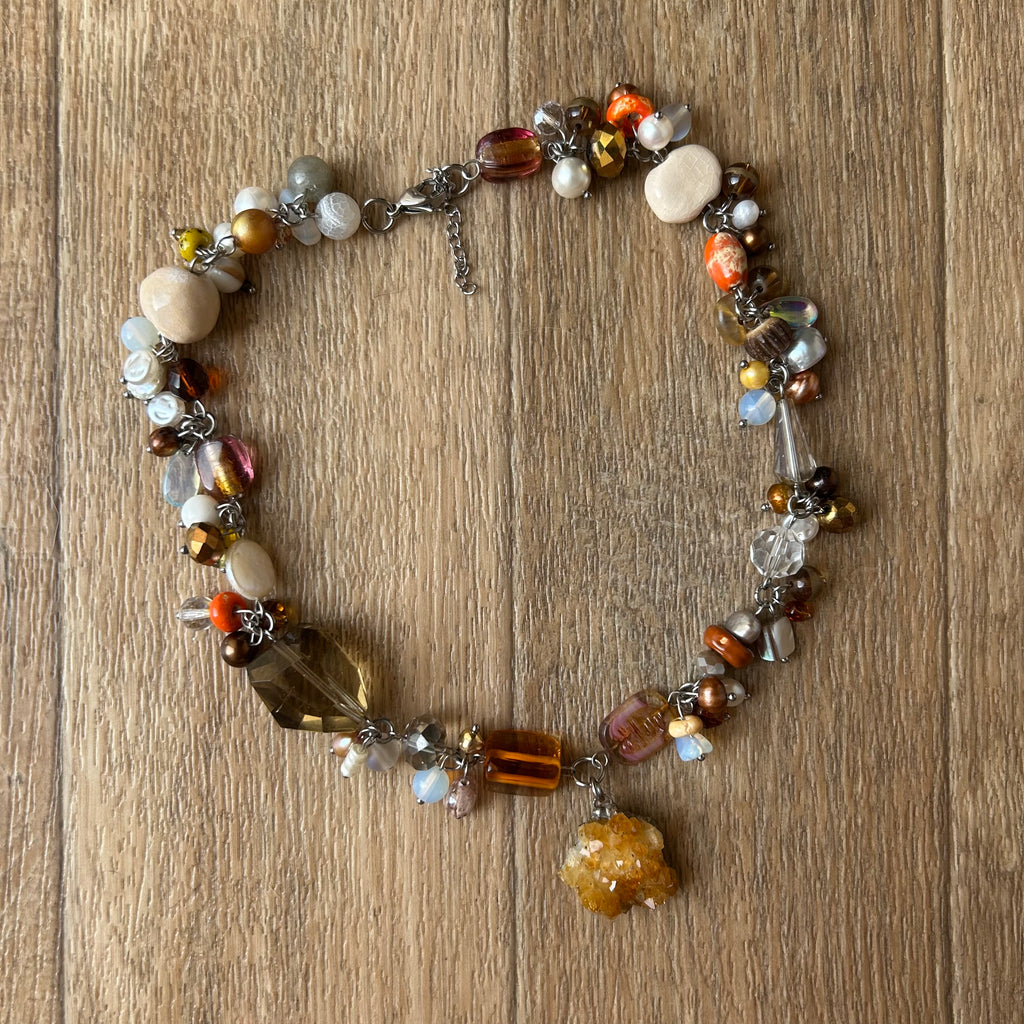 Citrine cluster necklace