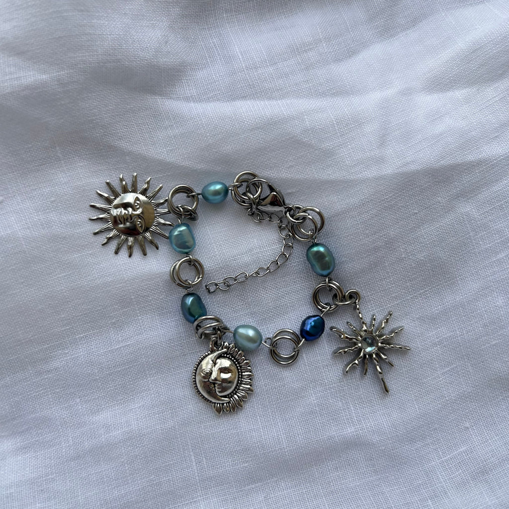 Freshwater pearl sun and moon bracelet