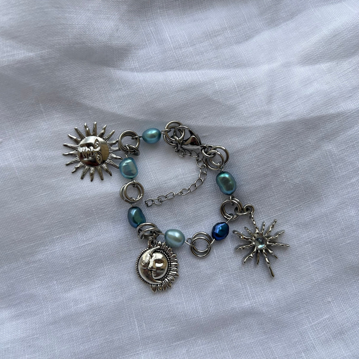 Freshwater pearl sun and moon bracelet