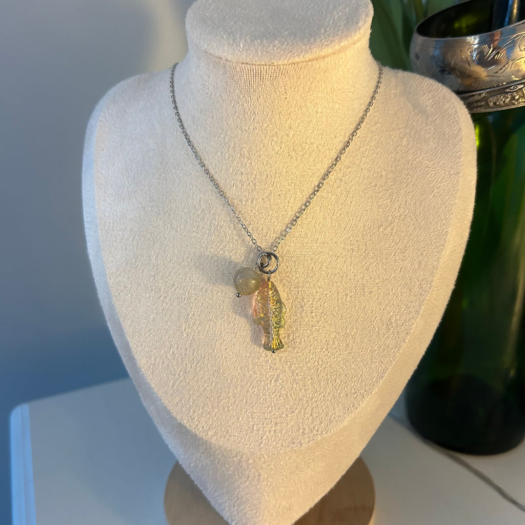Crystal fish necklace
