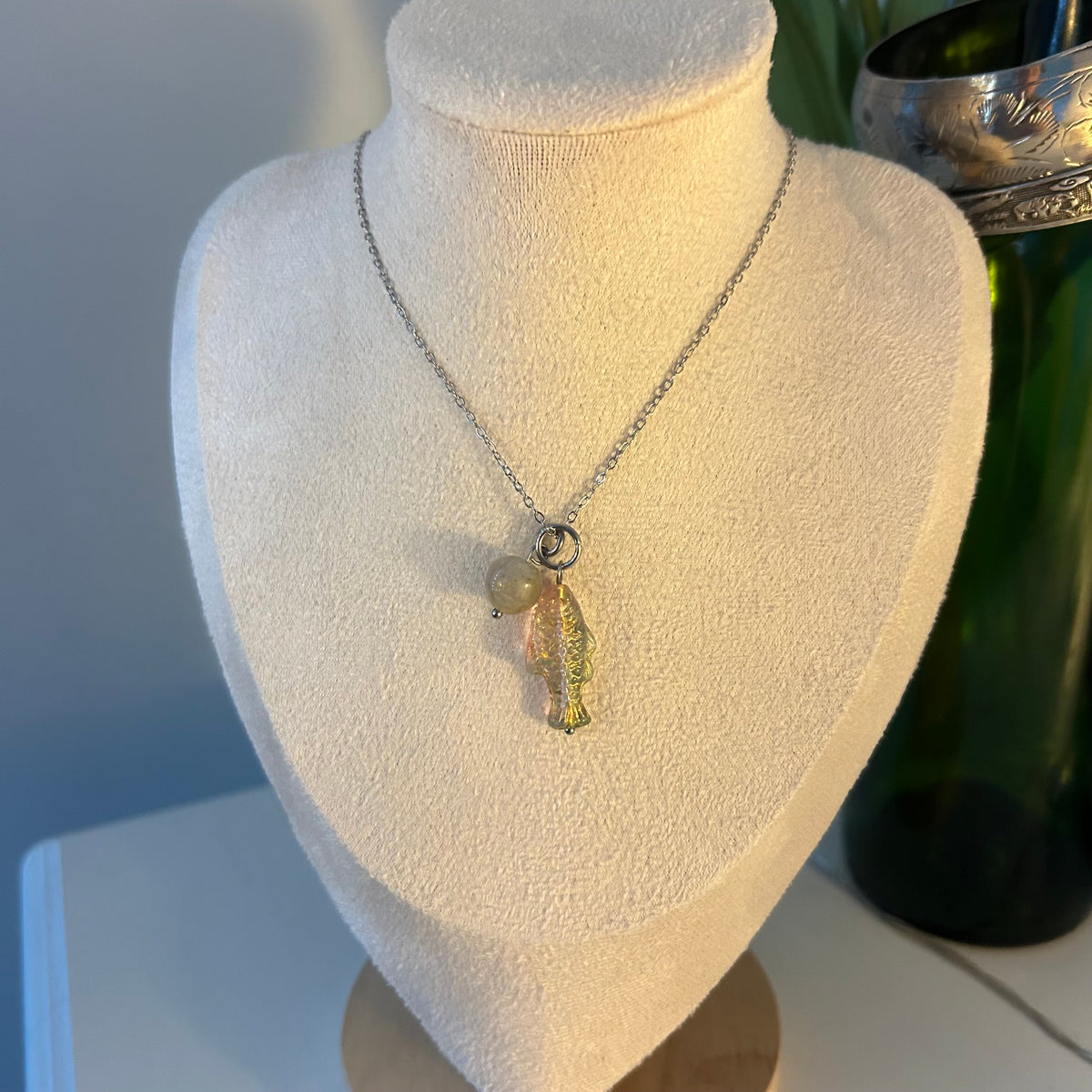 Crystal fish necklace