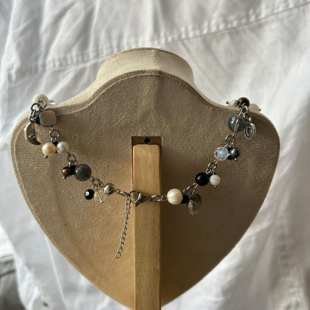 Wolf face cluster necklace