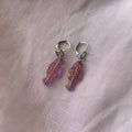 Gold on purple fish earrings