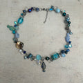 Blue cluster clutter fish beaded necklace