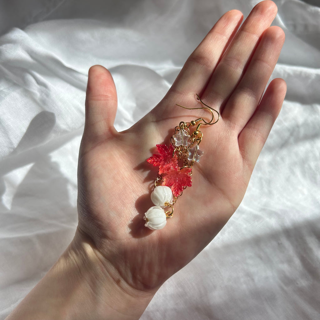 Gold leaf snowdrop earrings