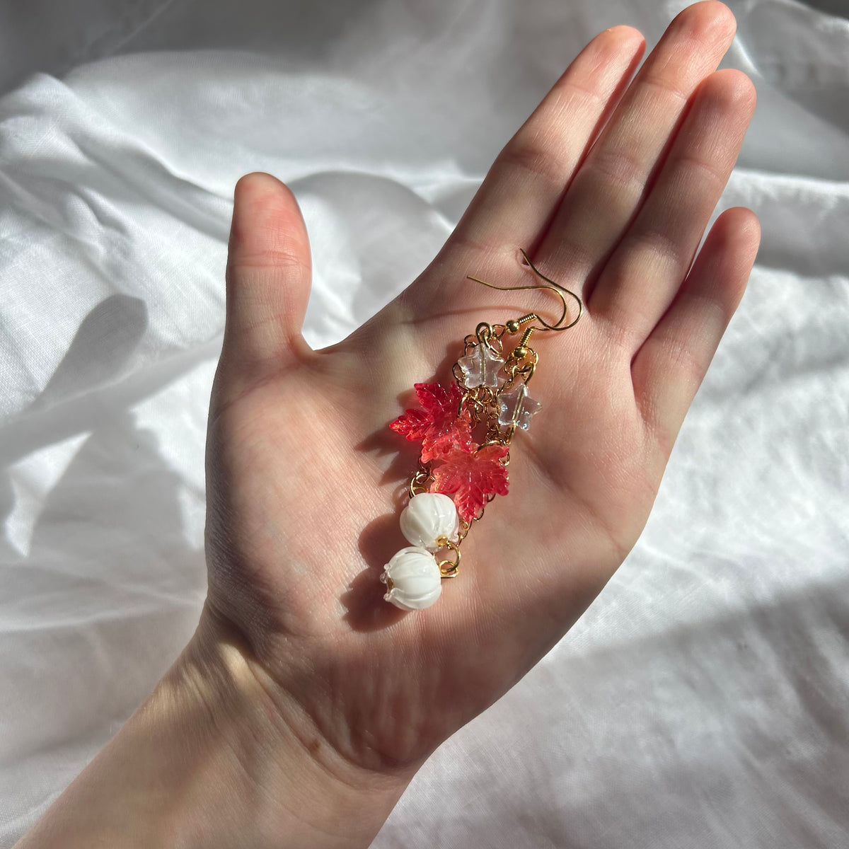 Gold leaf snowdrop earrings