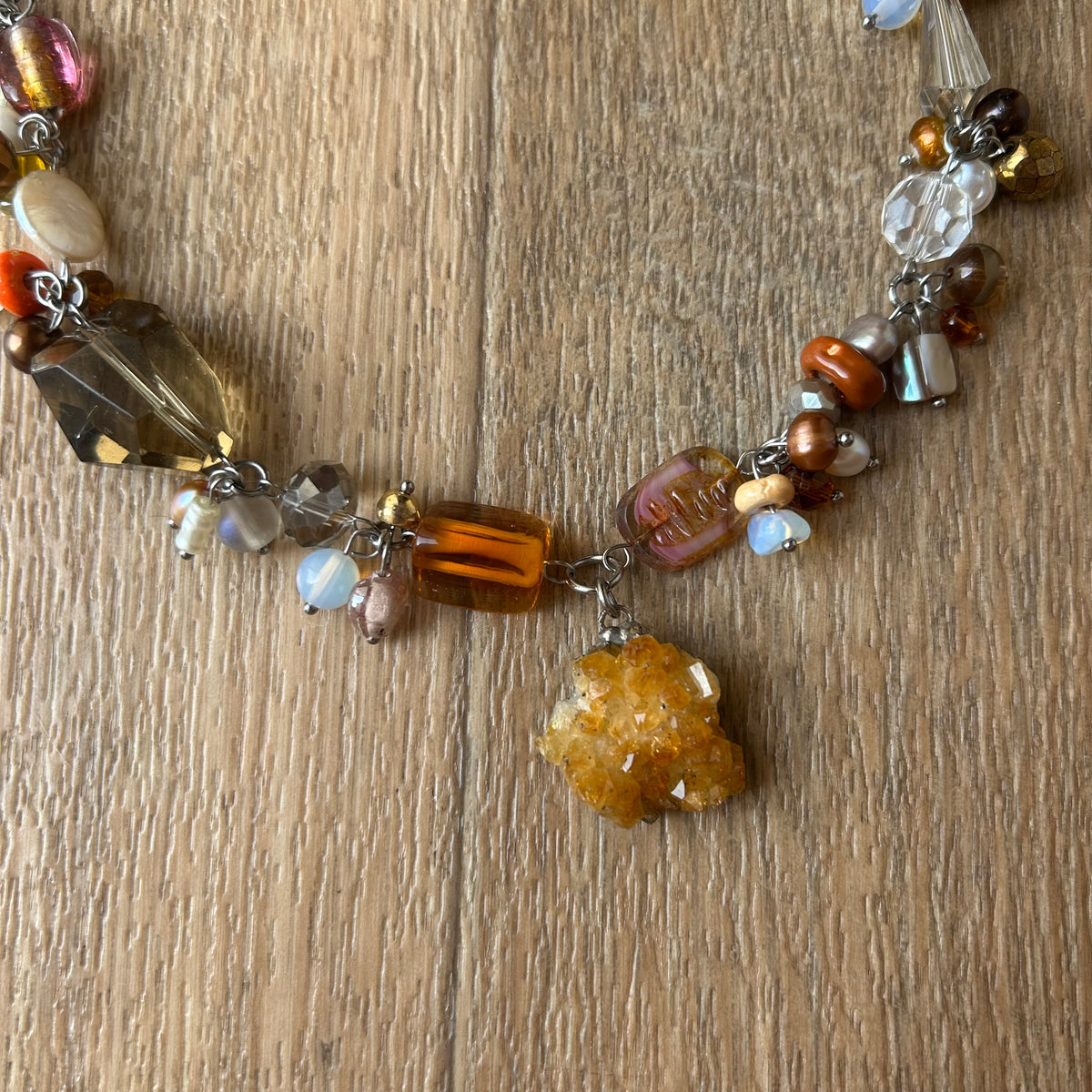 Citrine cluster necklace