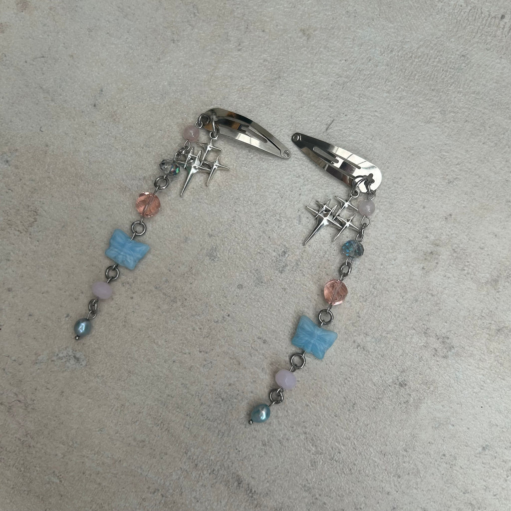 Pink & Blue snap hair clips