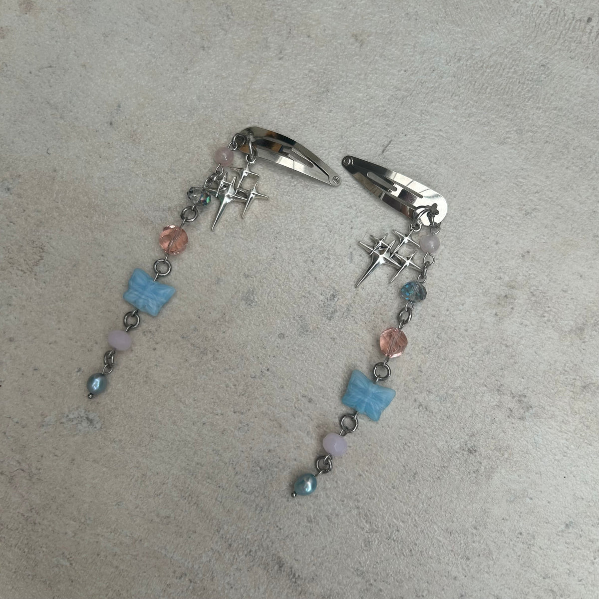 Pink & Blue snap hair clips
