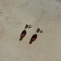 Purple brown and white stud earrings