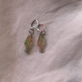 Pink and green fish earrings