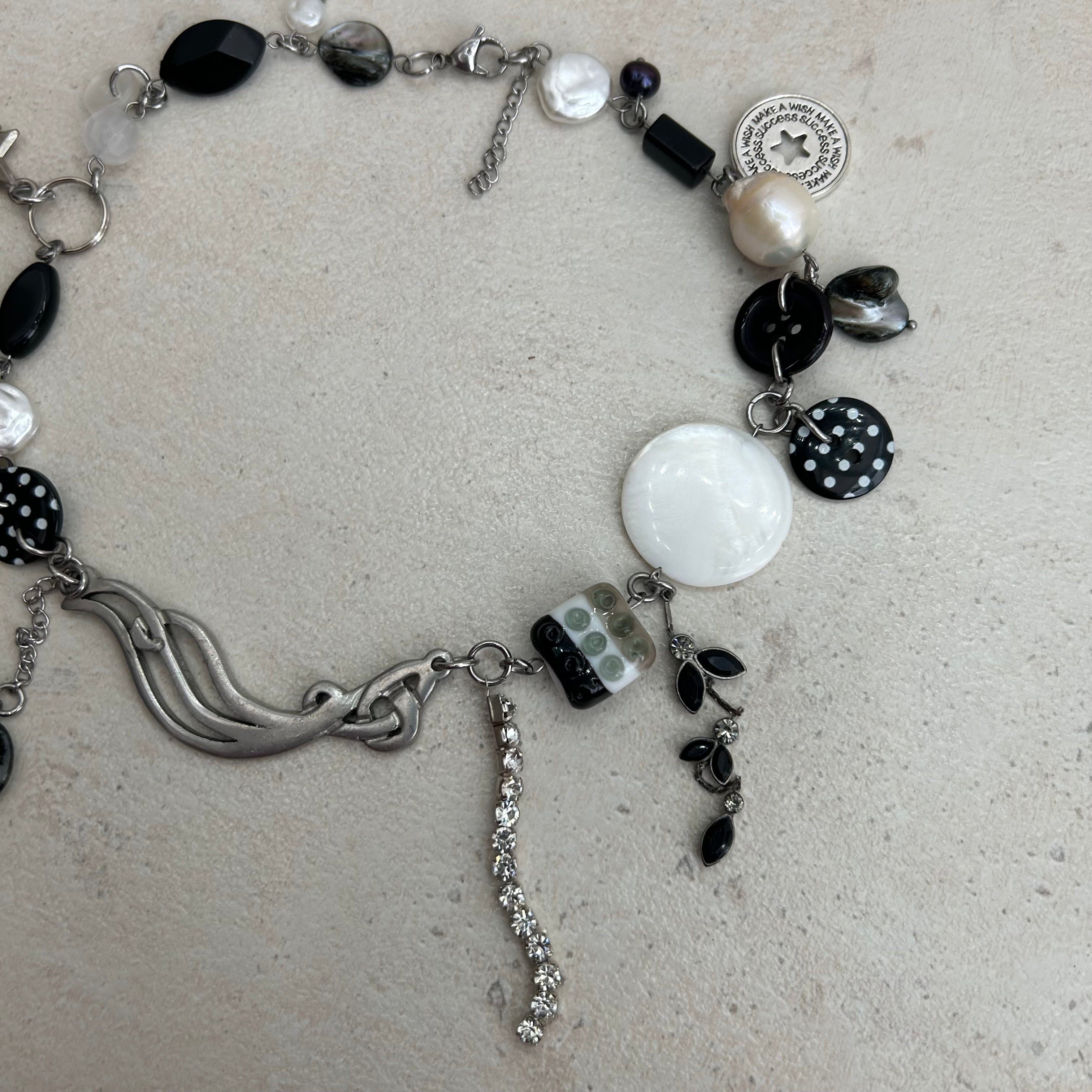 Polka spot b&w necklace