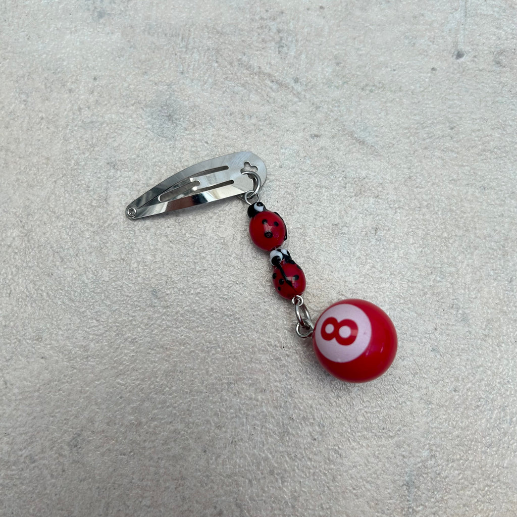 Ladybug 8-ball hair clip