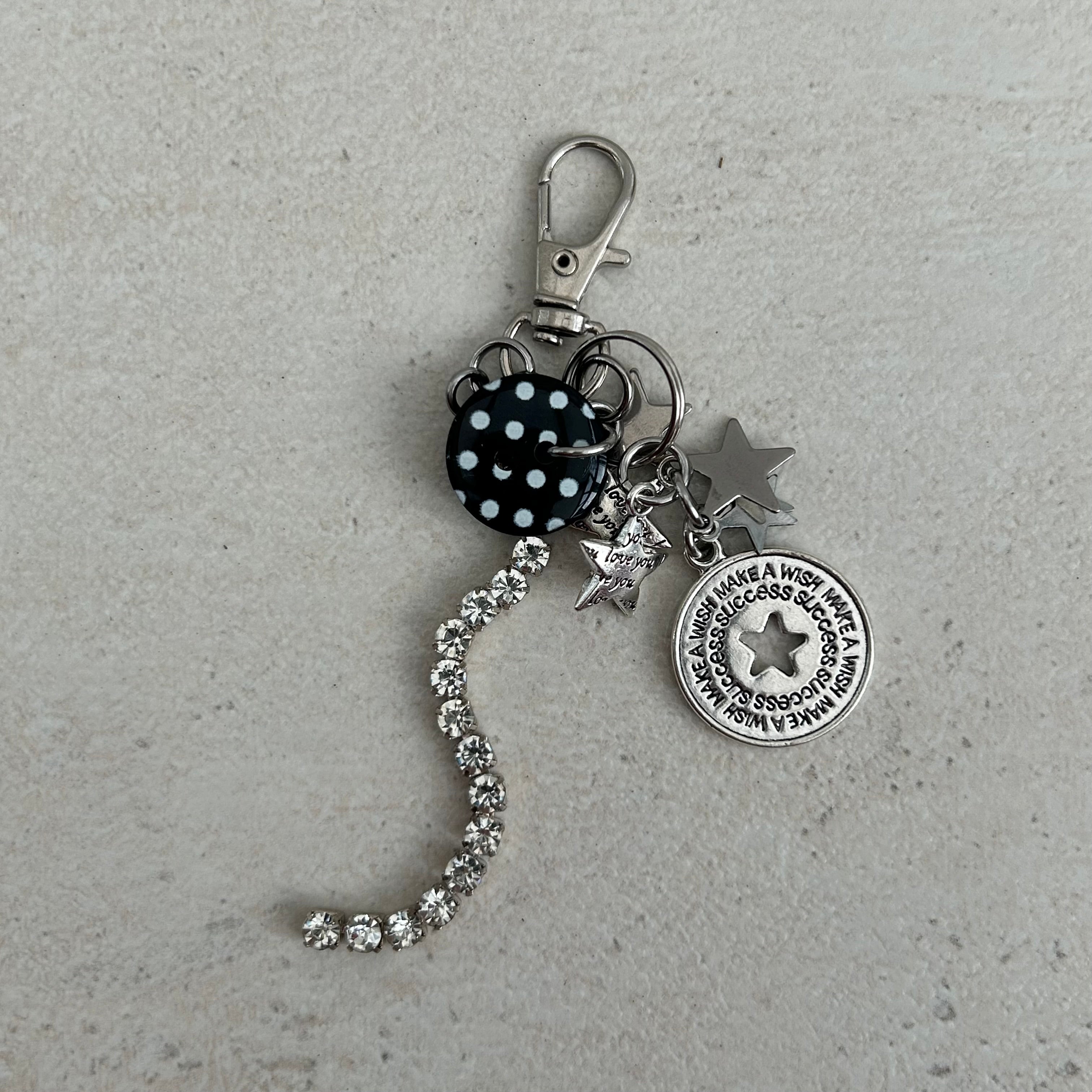 Star cluster polka dots keyring