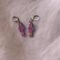 Purple blue fish earrings
