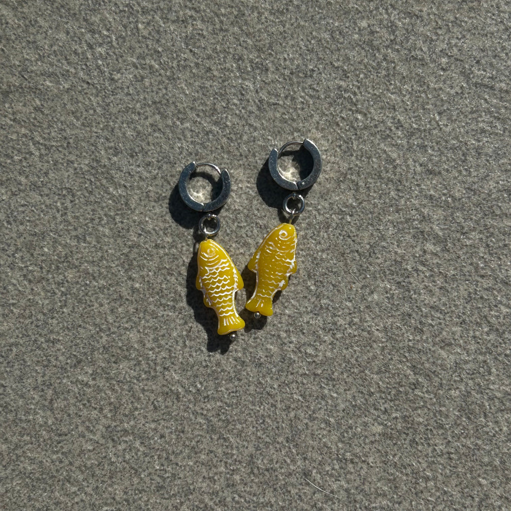 chalk yellow fish earrings