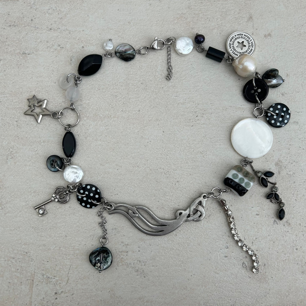 Polka spot b&w necklace