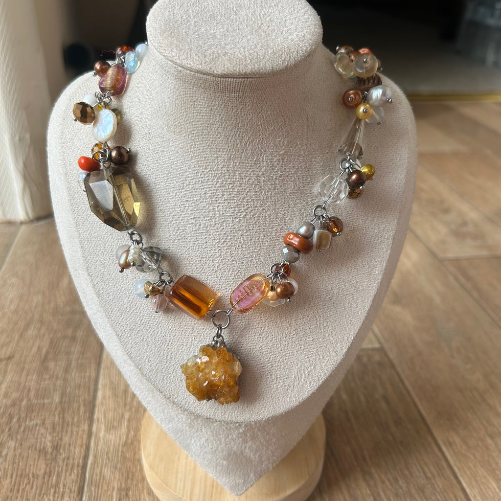 Citrine cluster necklace