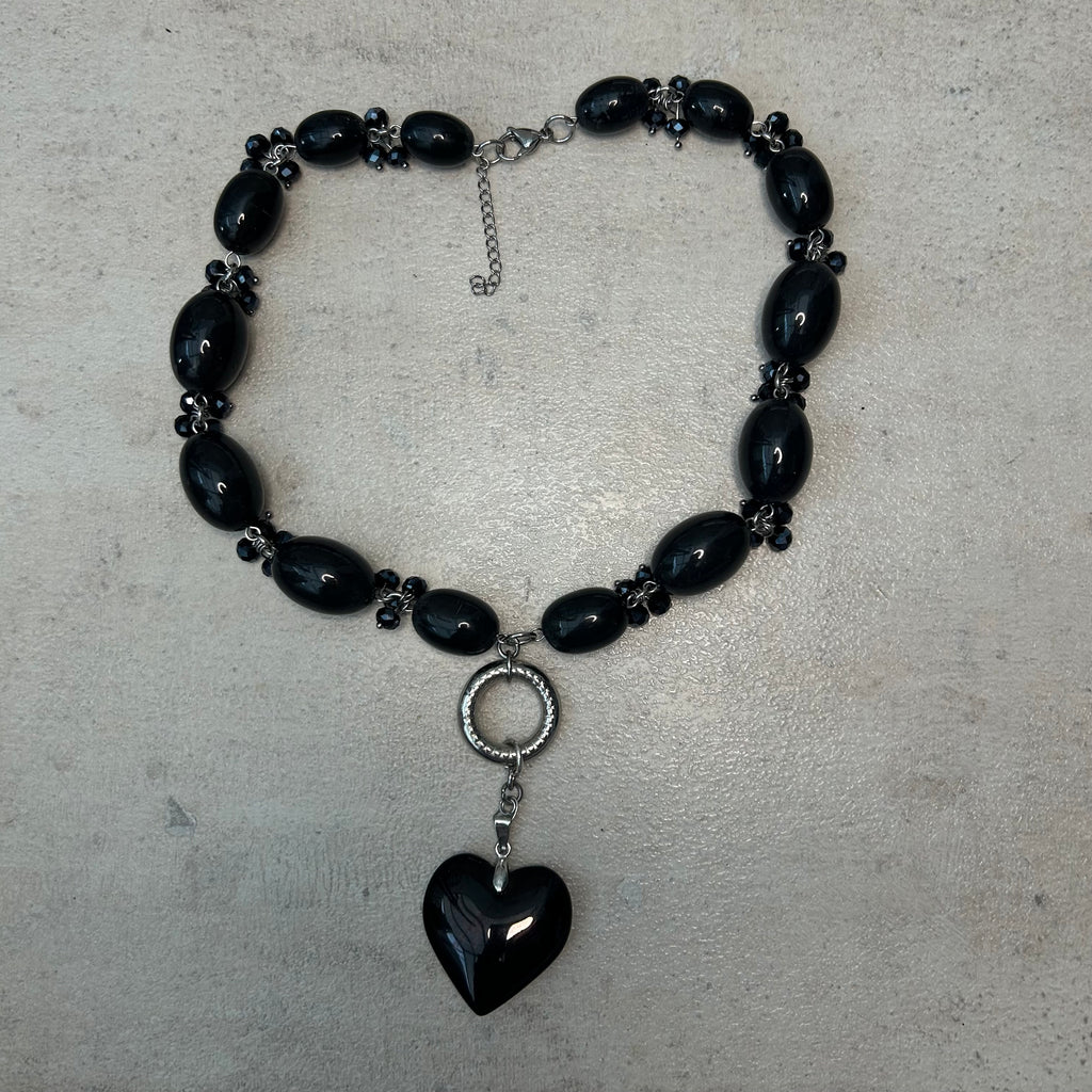 black heart statement necklace