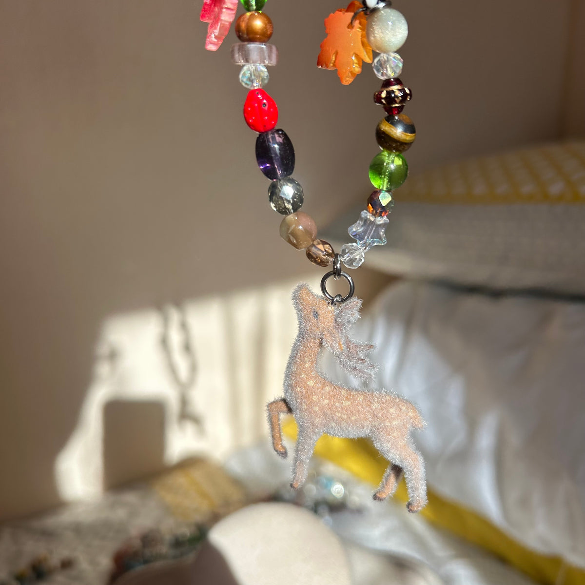 Fawn deer beaded necklace