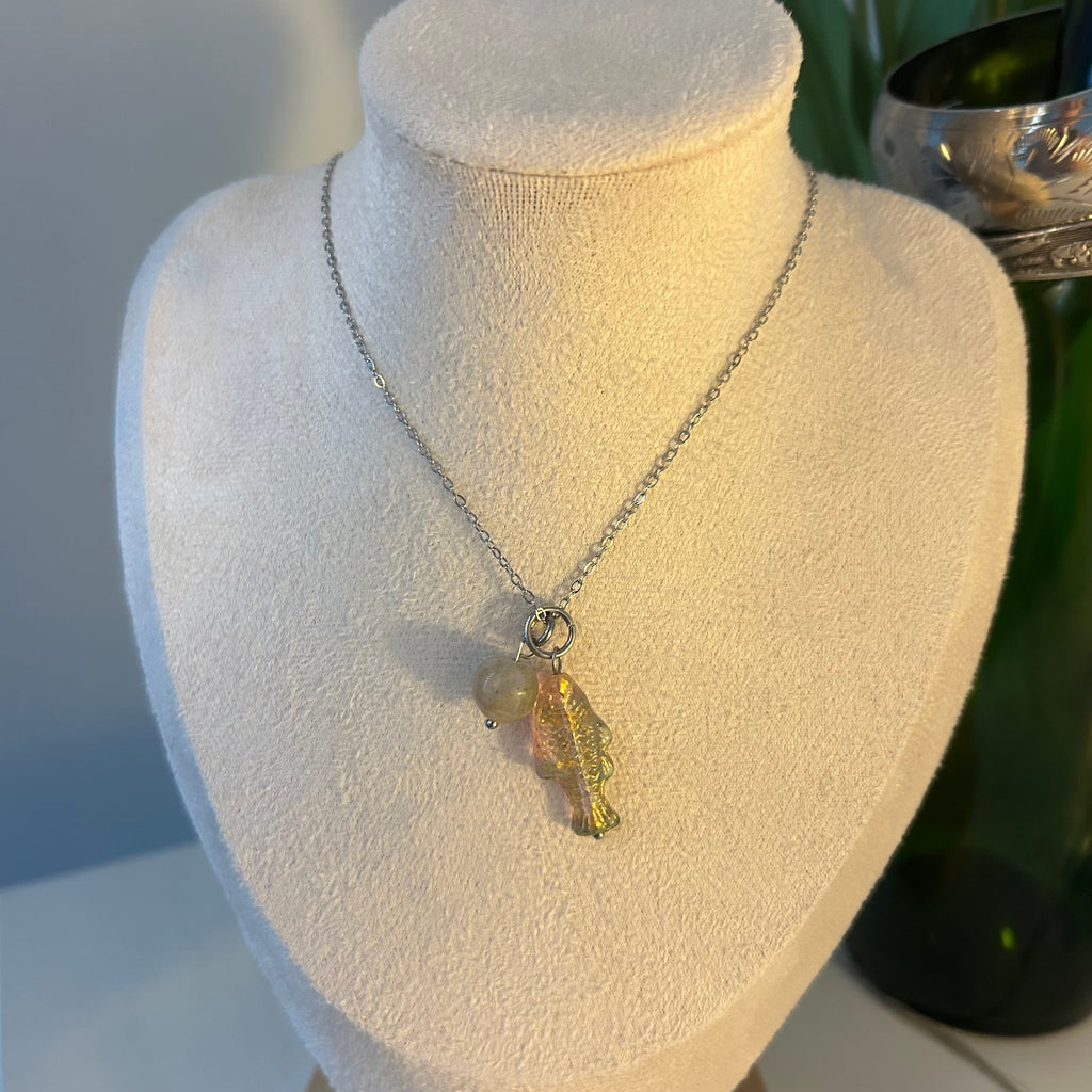 Crystal fish necklace
