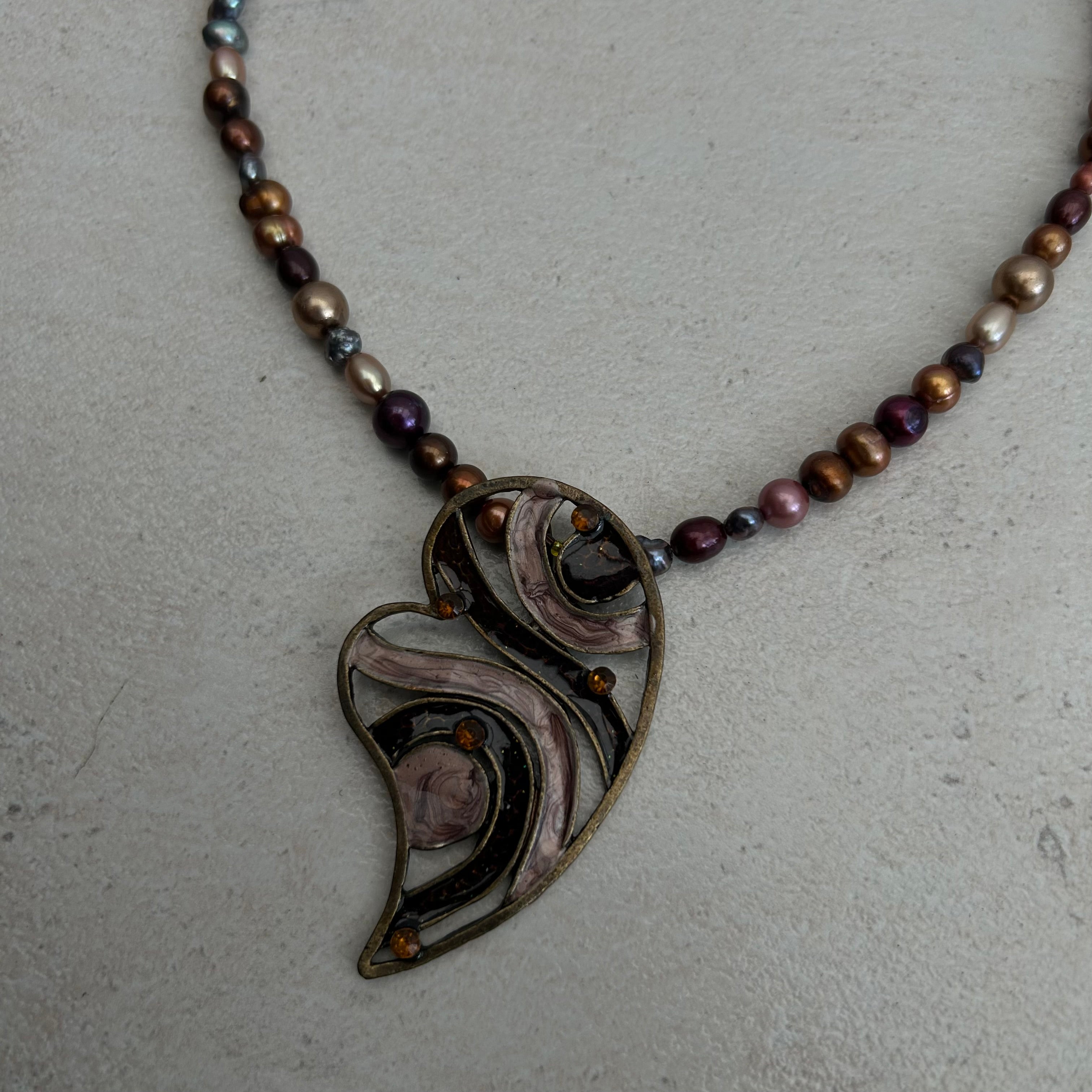 Freshwater pearl heart necklace