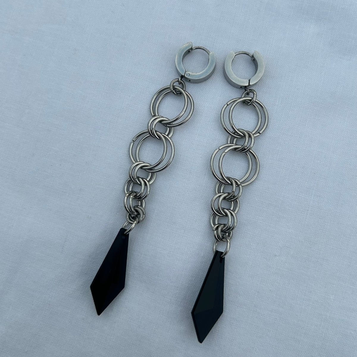 Chainmail stainless steel huggie hoop earrings