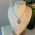 Polka dot resin glass heart stainless steel necklace