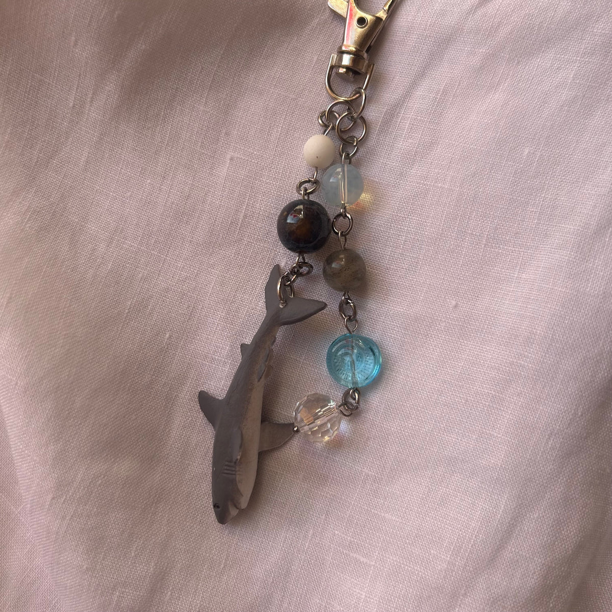 Shark charm keyring