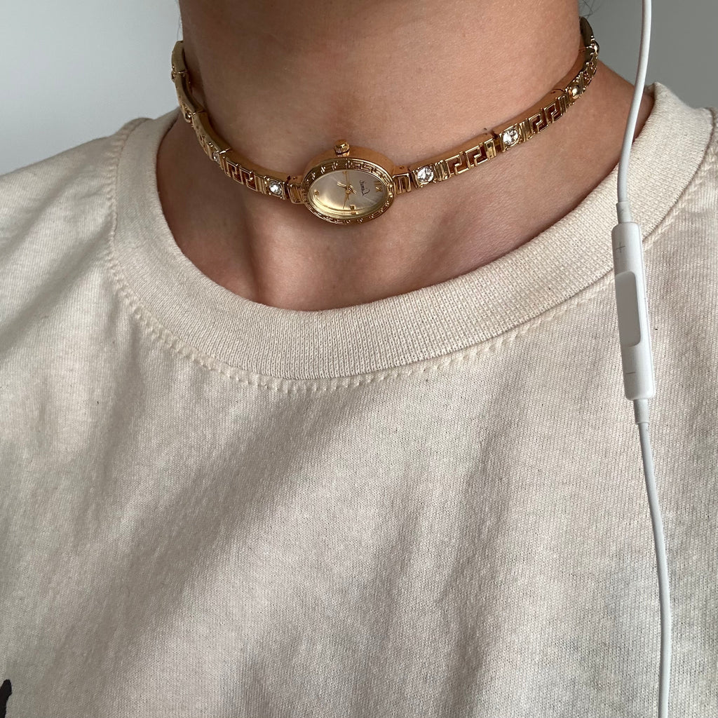 Limit upcycled watch choker necklace