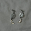 White button moon stud earrings