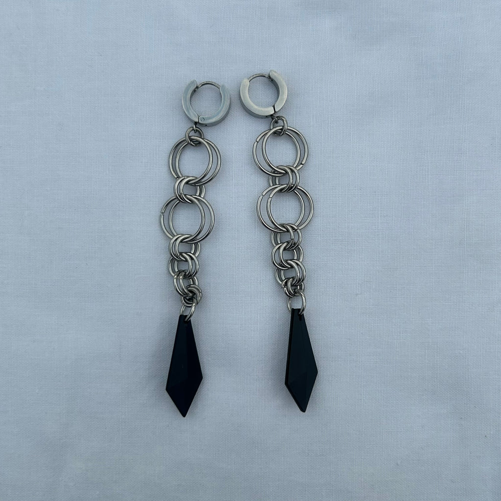 Chainmail stainless steel huggie hoop earrings
