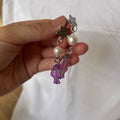 Purple jelly fish bead and freshwater pearl star earrings