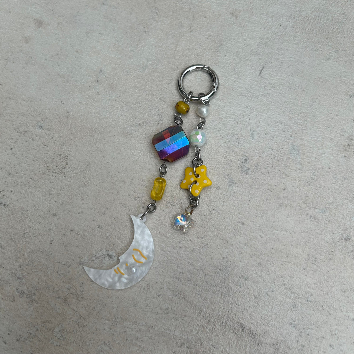 Moon charm keyring