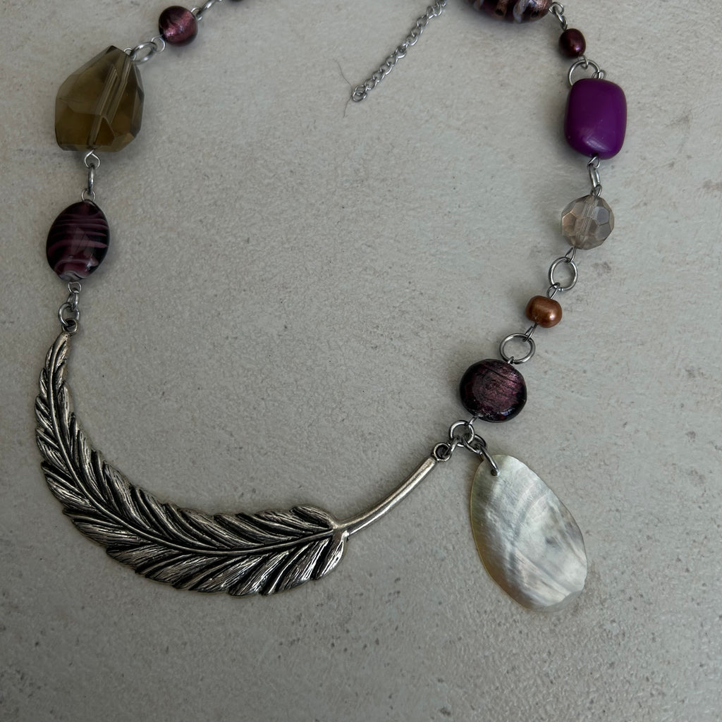 Feather beaded necklace