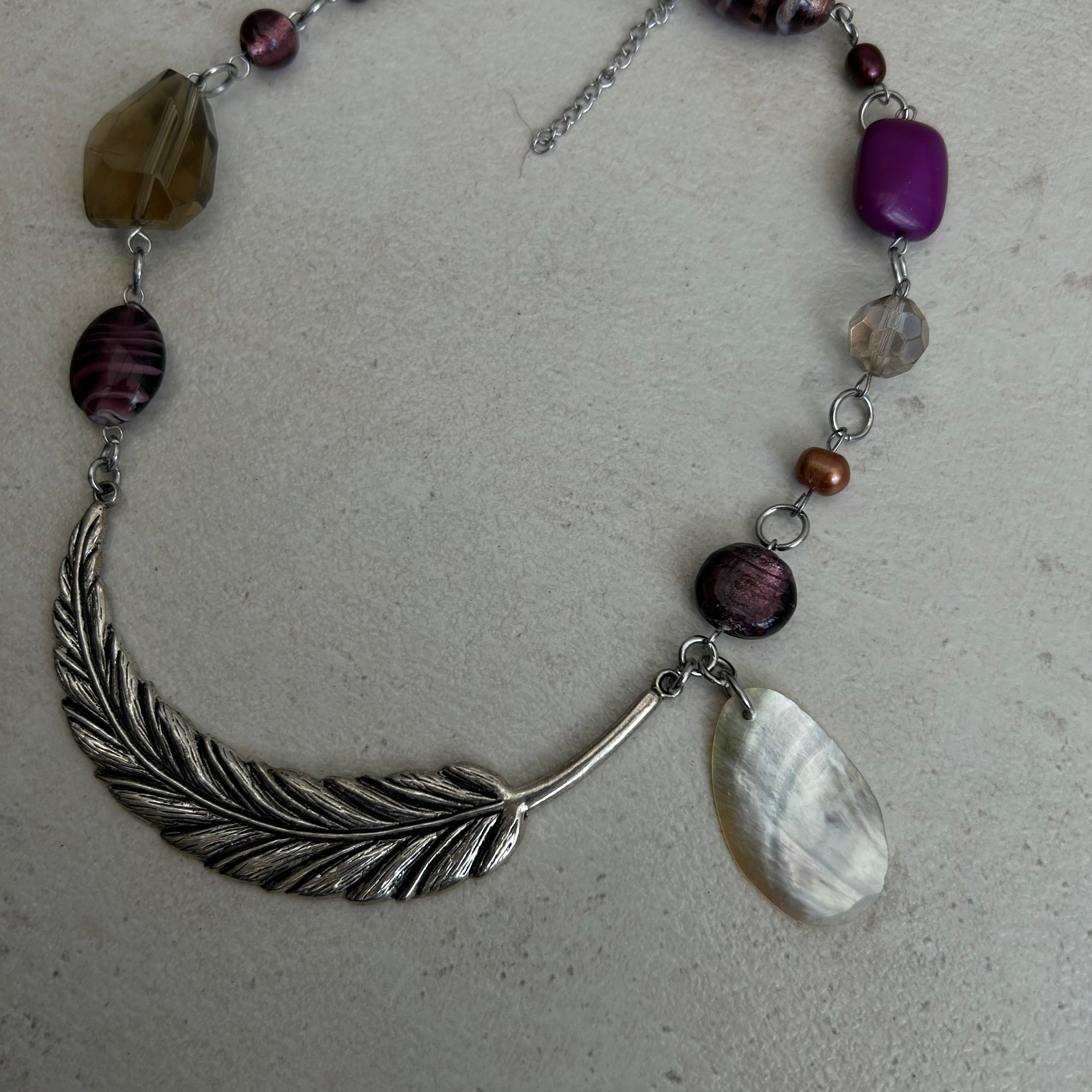 Feather beaded necklace