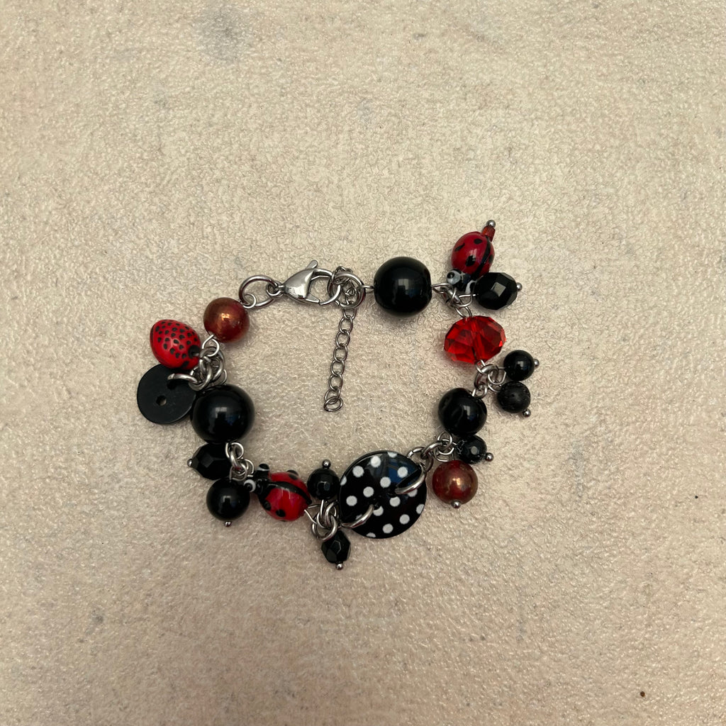 polka dot black and red bracelet