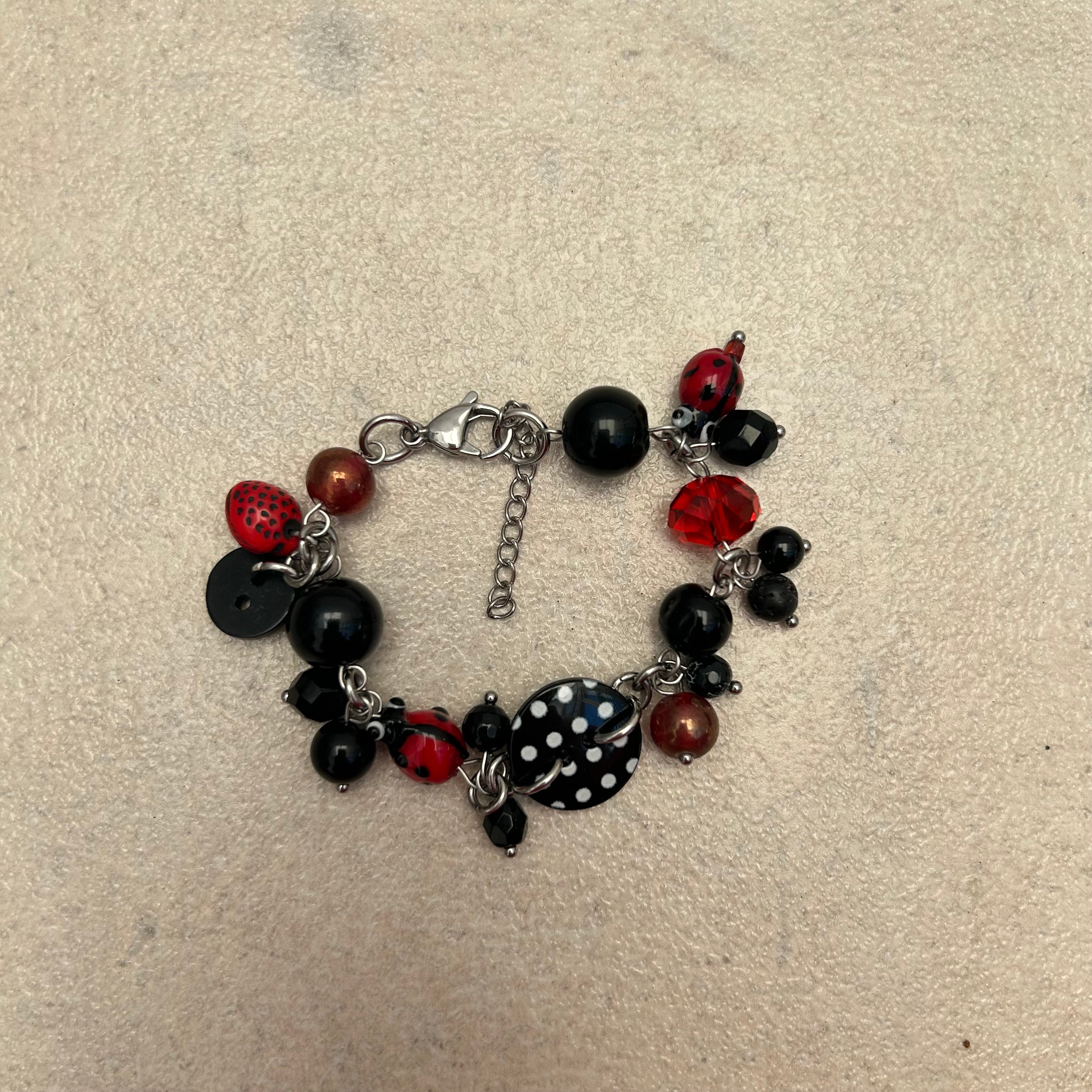 polka dot black and red bracelet