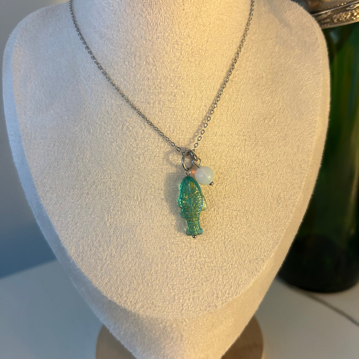 Crystal fish necklace