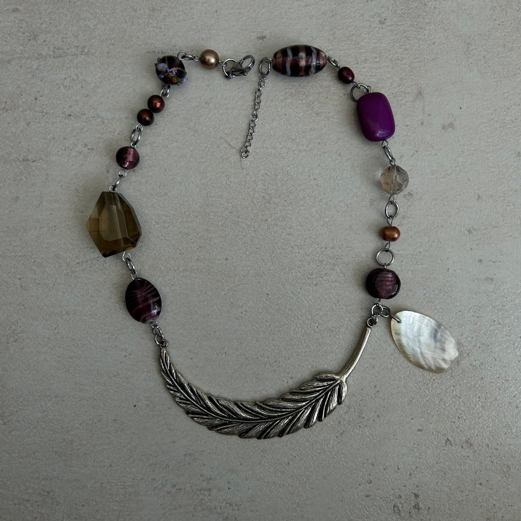 Feather beaded necklace
