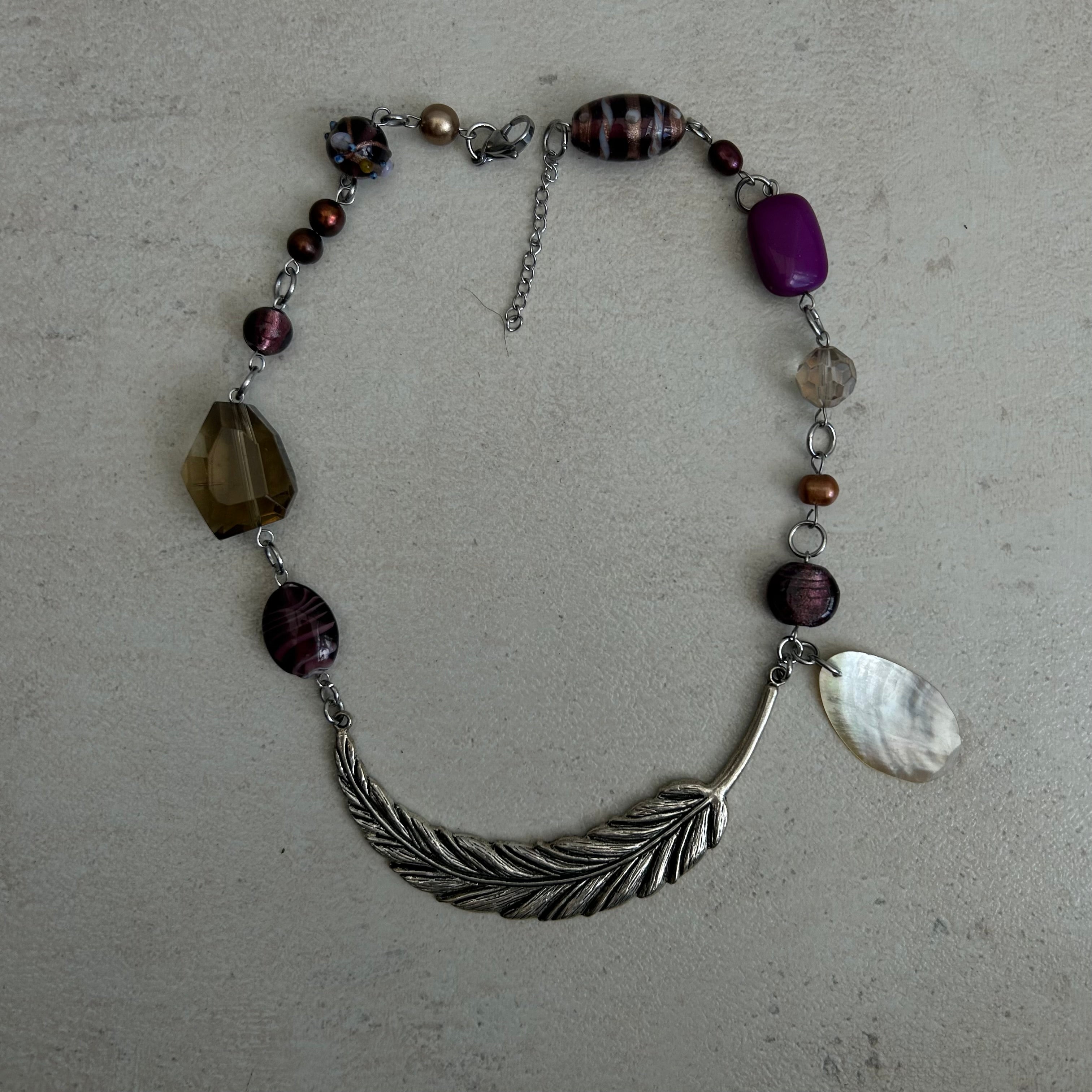 Feather beaded necklace