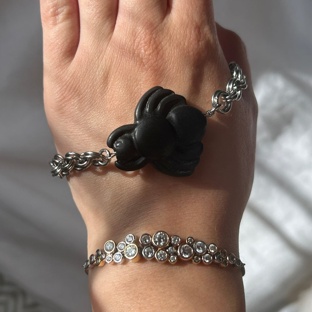 Chainmail spider stone bead bracelet