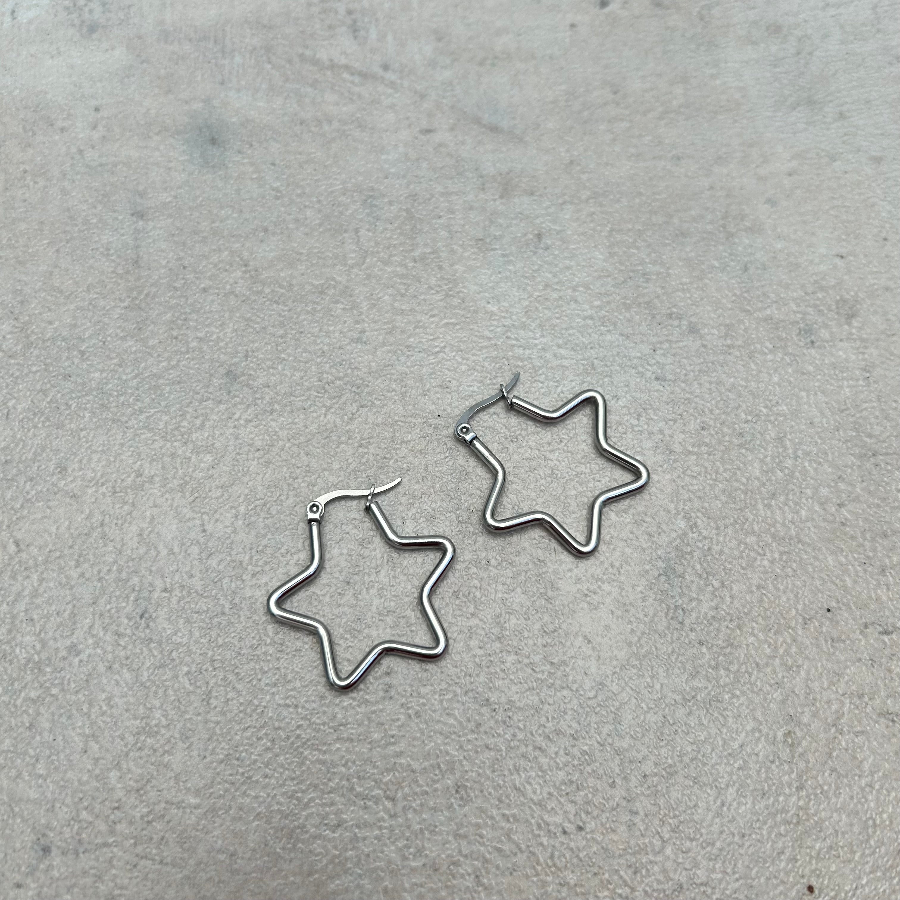 Stainless steel star earrings