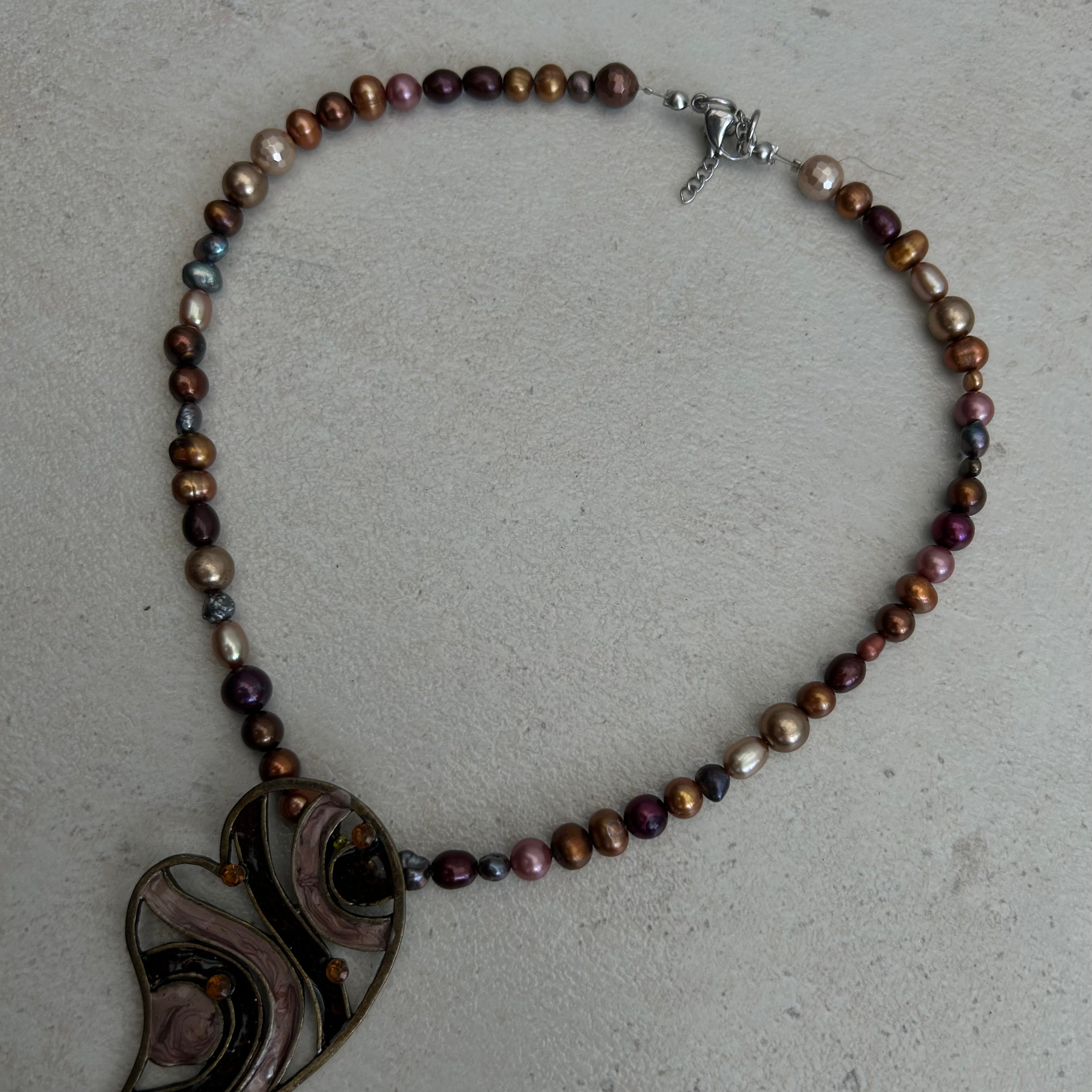 Freshwater pearl heart necklace