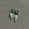 chalk teal fish earrings