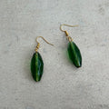 Glass green hook earrings