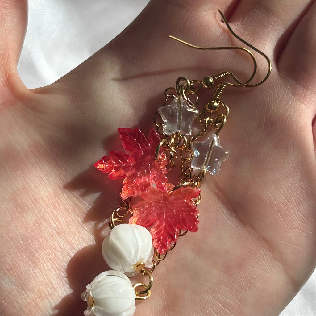 Gold leaf snowdrop earrings
