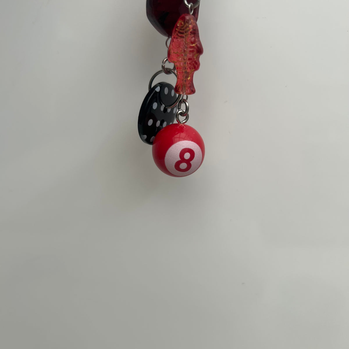 Polka dot red & black fish keyring
