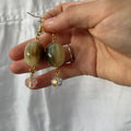 Green plum gold plated hook earrings
