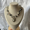 Wolf face cluster necklace